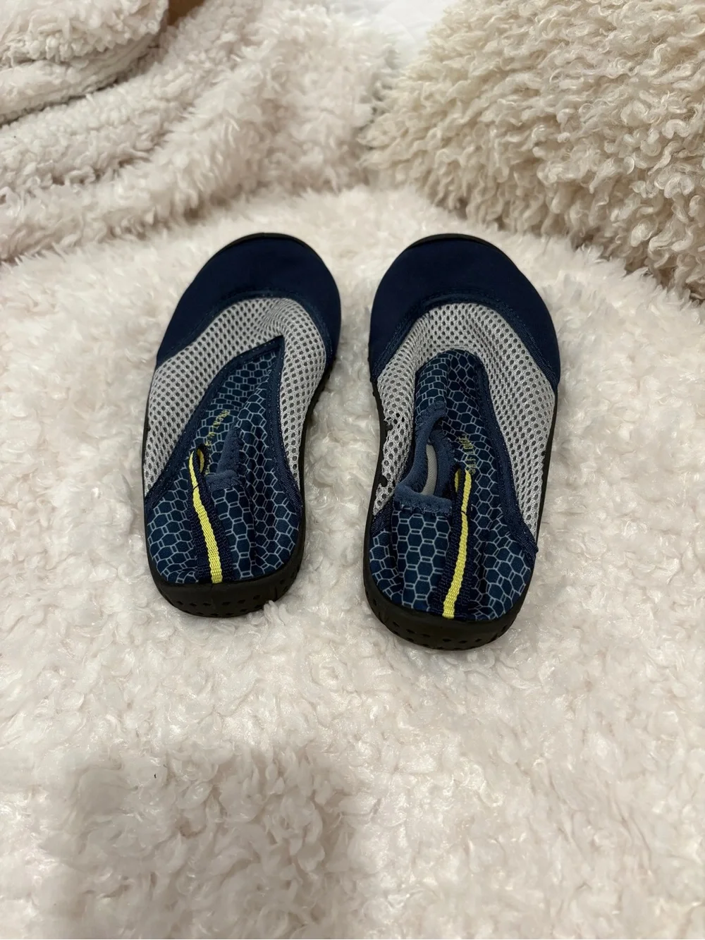 Kids Navy and Gray Water Shoes with Yellow Accent